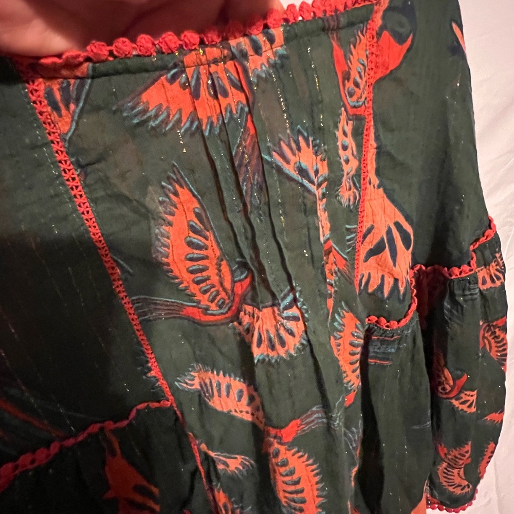 SOLD**** Rachel Zoe L  Phoenix bird novelty print top Bell balloon sleeves - Picture 12 of 16